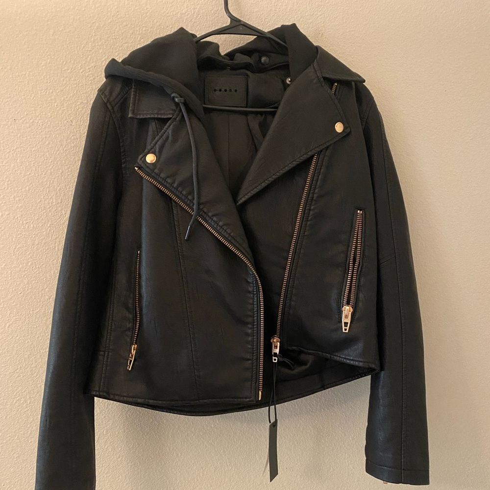 Blank NYC Faux Leather Jacket with Hood